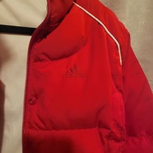 WOMEN'S RED ADIDAS PUFFER JACKET